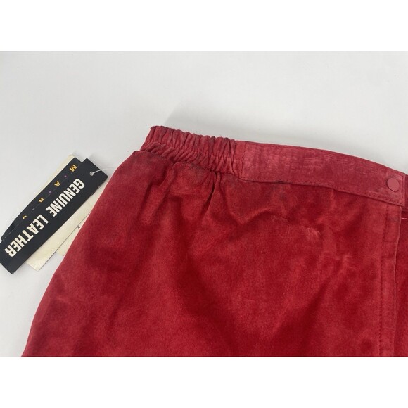 Vintage 90s Boho Western Cowgirl Rodeo Indie Sleaze Red Suede Fall Winter Skirt - Picture 13 of 15